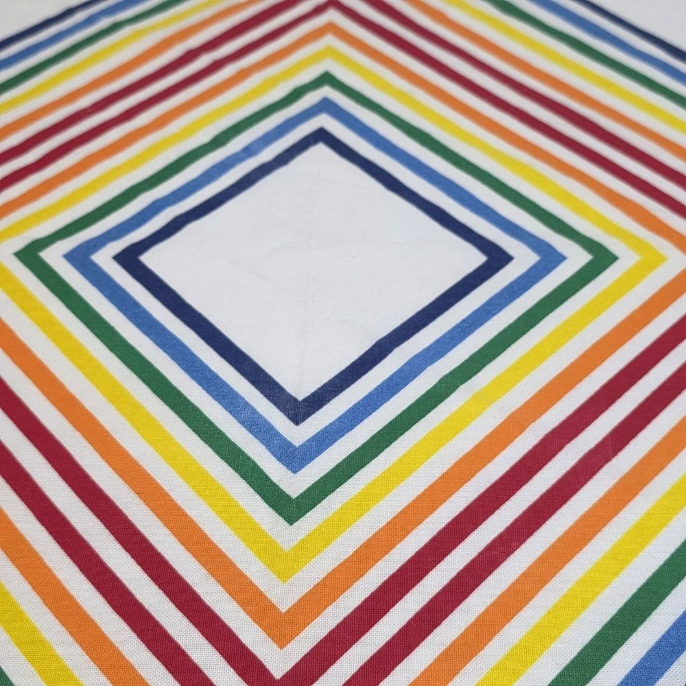 Vintage 60's VERA Neumann Linen‎ Napkin Bright Rainbow Pride Diamond Retro